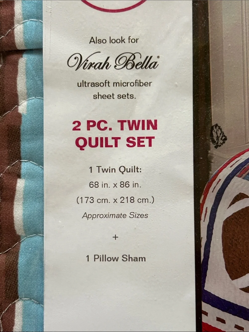 NEW Virah Bella Sports Collection 2 Piece Twin Quilt Set